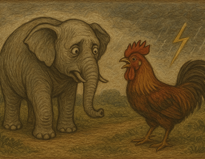 Pourquoi l’éléphant a peur du coq ?