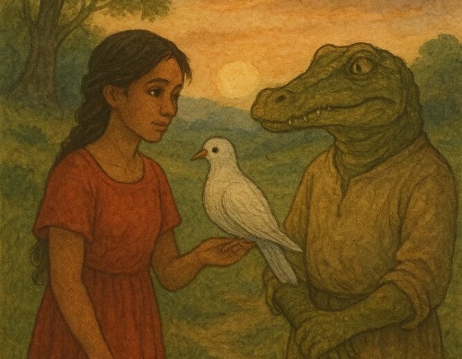 La jeune femme, la tourterelle et le vieux caïman